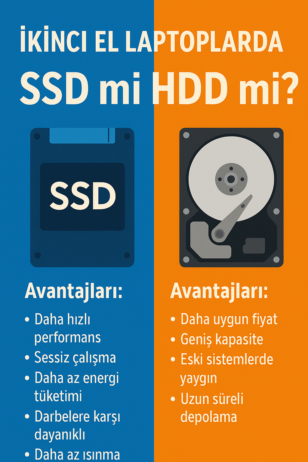 İkinci El Laptoplarda SSD mi HDD mi? Doğru Depolama Seçimi Rehberi
